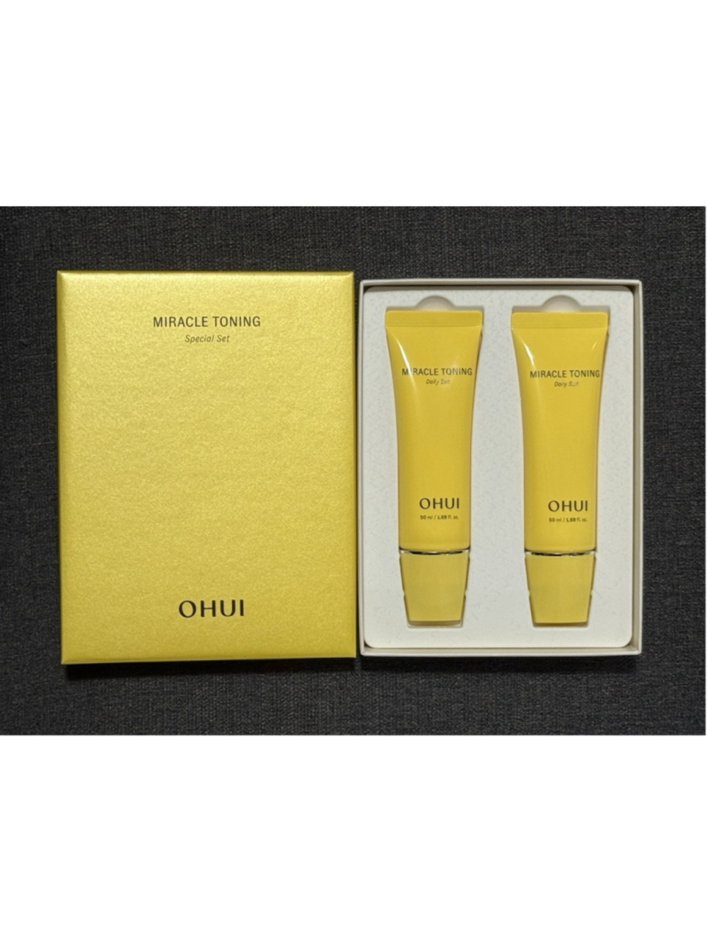 OHUI Miracle Toning Daily Sun Set (50mL + 50mL) SPF50+ PA++++ K-Beauty